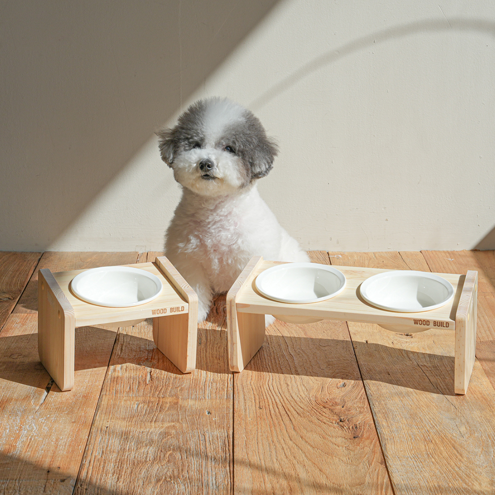 우드팟 강아지밥그릇 고양이밥그릇 애견 식기 식탁 1,2,3구 세트