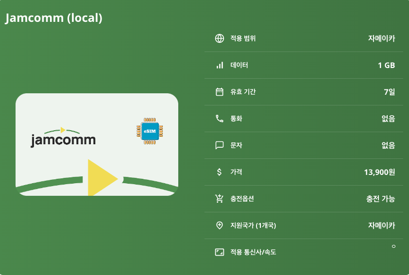 자메이카 로컬망 이심 eSIM Flow 킹스턴 몬테고 베이 오초 리오스 네그릴 던스 리버 폭포 블루마운틴 국립공원 레게 서머페스트 포트 로얄 이심통 - 상세 이미지 5