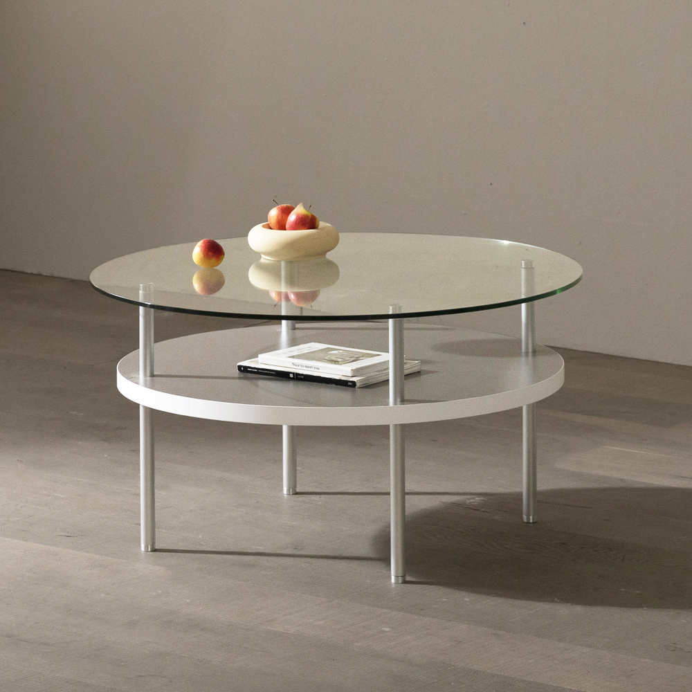 알레그로 강화유리 거실 쇼파 테이블 800x800x425mm, 화이트