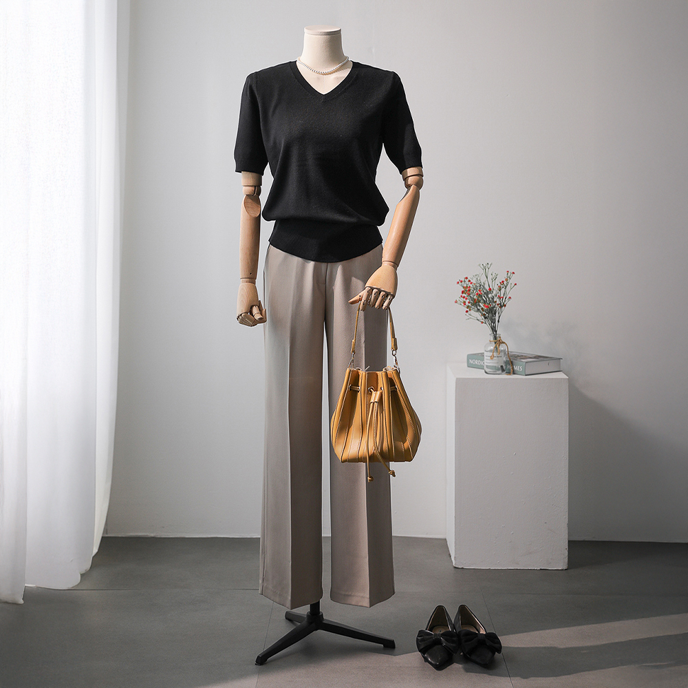 모빈 레직기 탄탄 일자핏 세미 와이드 슬랙스 - 상세 이미지 4