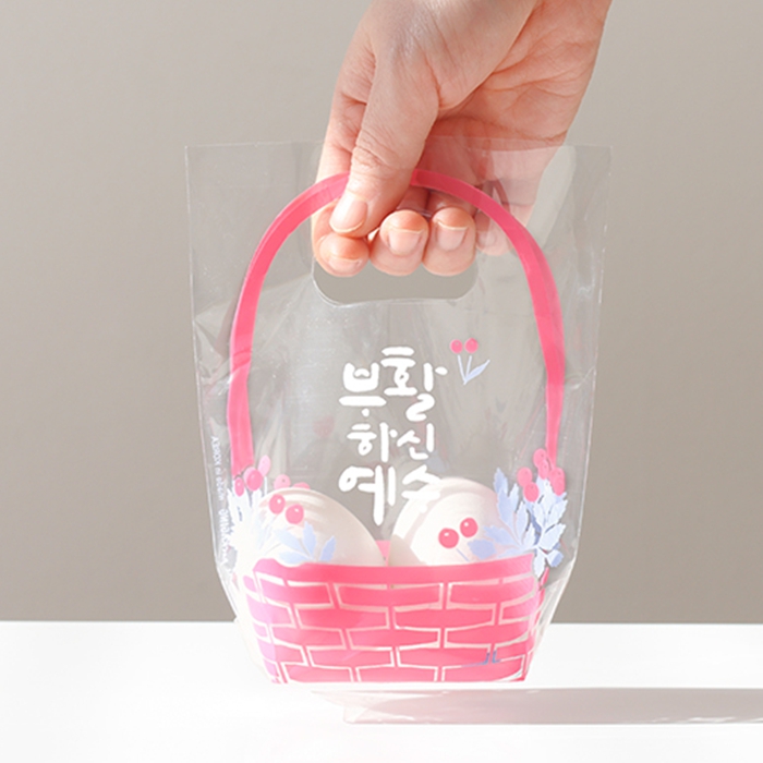 부활절 2구 바구니형비닐(10매) 베리핑크 236/달걀포장지,부활절포장 - 상세 이미지 2