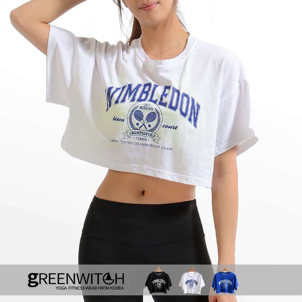 그리니치 코튼블렌드 크롭탑 요가 커버업티 루즈핏 필라테스복 - 상세 이미지 2