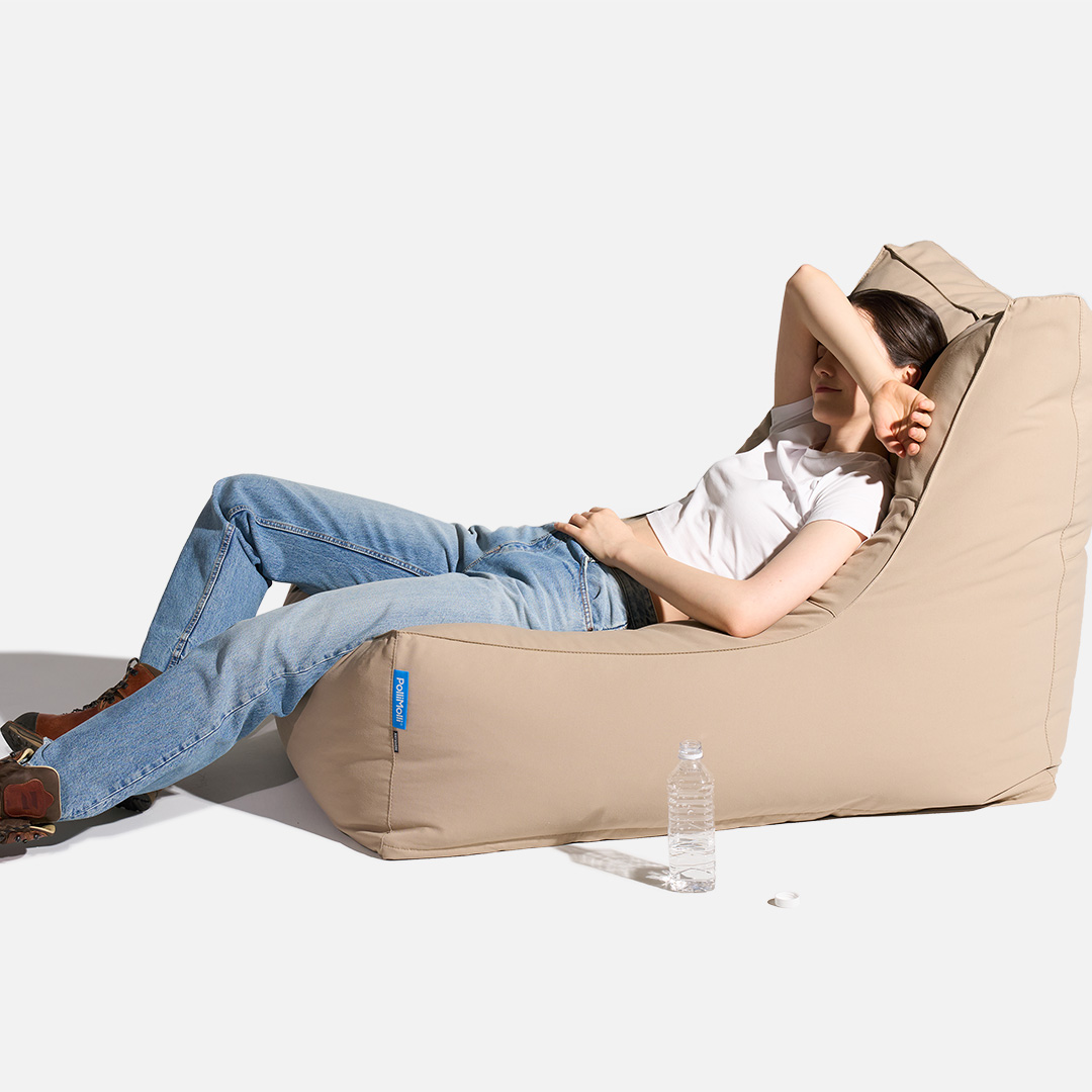 폴리몰리 빈백소파 1인용 대형 607P 실내외 겸용 좌식 쇼파 쿠션, 아몬드 베이지 (메시속커버, 선택안함)