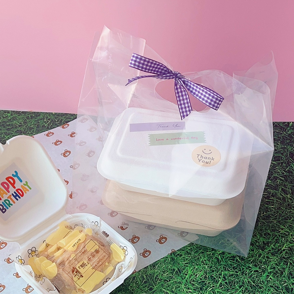 손잡이 비닐봉투 투명 튼튼한 도시락 배달 포장 PE 비닐 봉투 100p