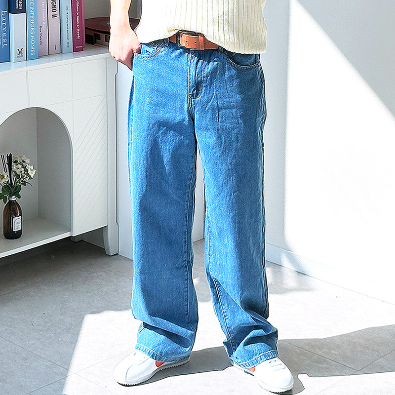 남자 와이드 청바지 데님팬츠 통청바지 연청 진청 흑청 빅사이즈