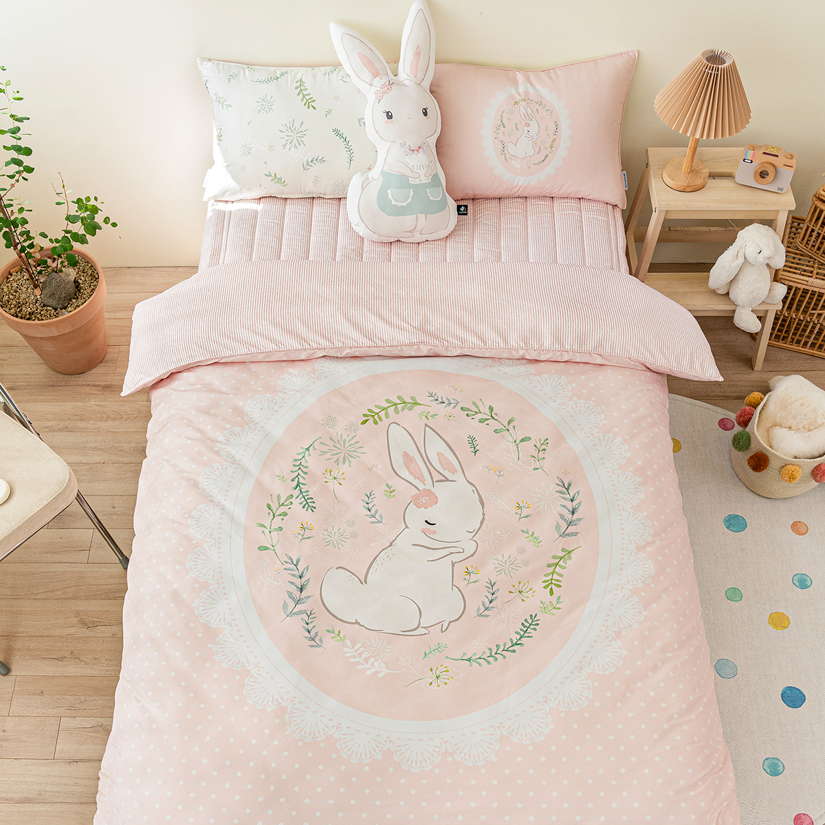키즈 알러지 사계절 무봉제 누빔 이불커버 베개세트 앤래빗 (토끼), S.SS(싱글.슈퍼싱글겸용)