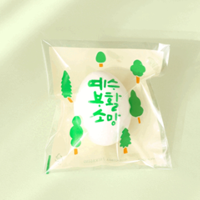 부활절 1구 접착식 비닐(20매) 초록나무 134/달걀포장지,부활절포장 - 상품 이미지