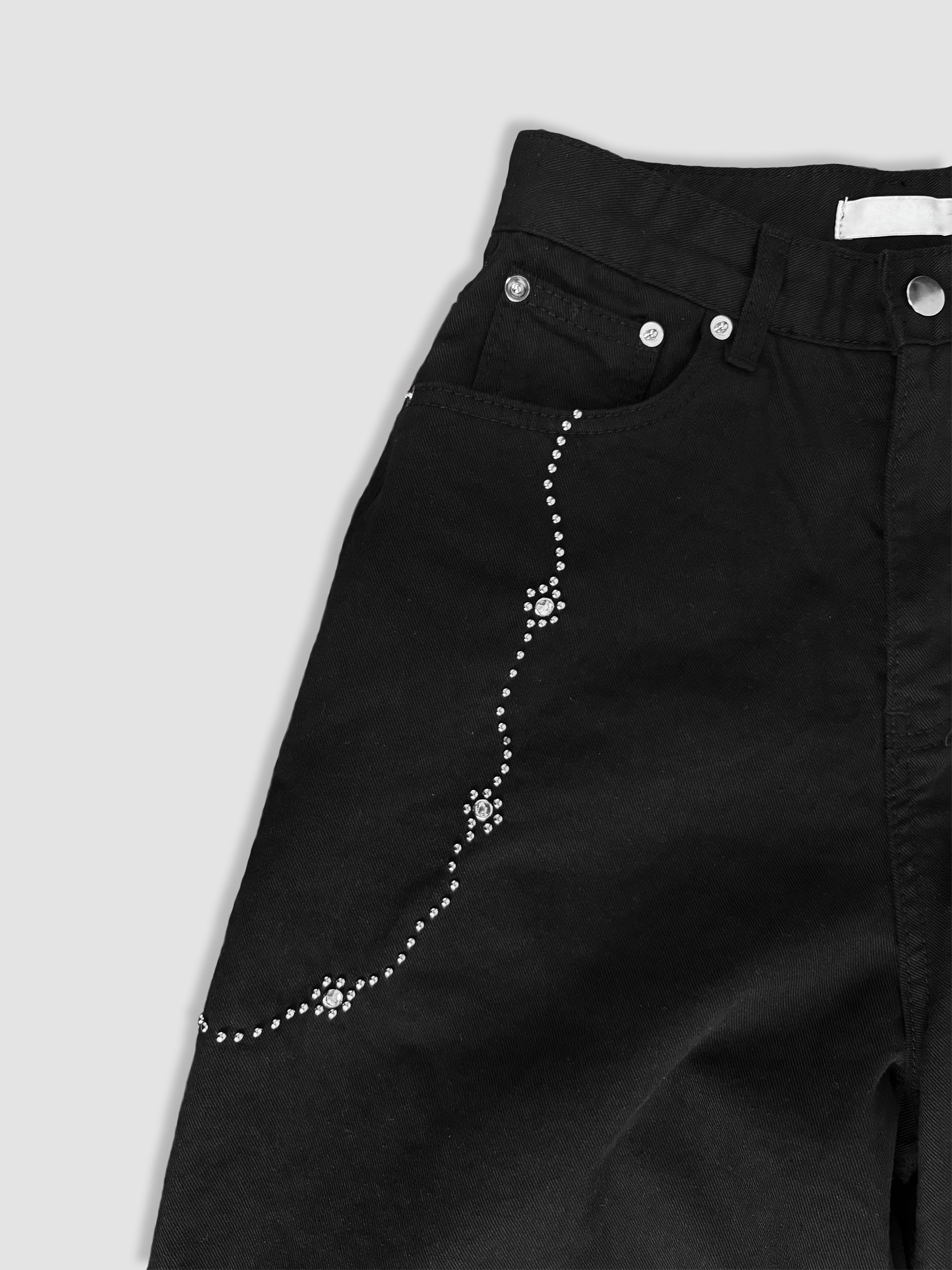 스터드팬츠 롱 블랙 검정 와이드 코튼 면 팬츠 바지 여성 여자 [3사이즈] - 상세 이미지 5