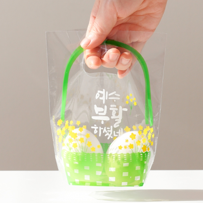 부활절 2구 바구니형비닐(10매) 오가닉그린 235/달걀포장지,부활절포장 - 상세 이미지 2