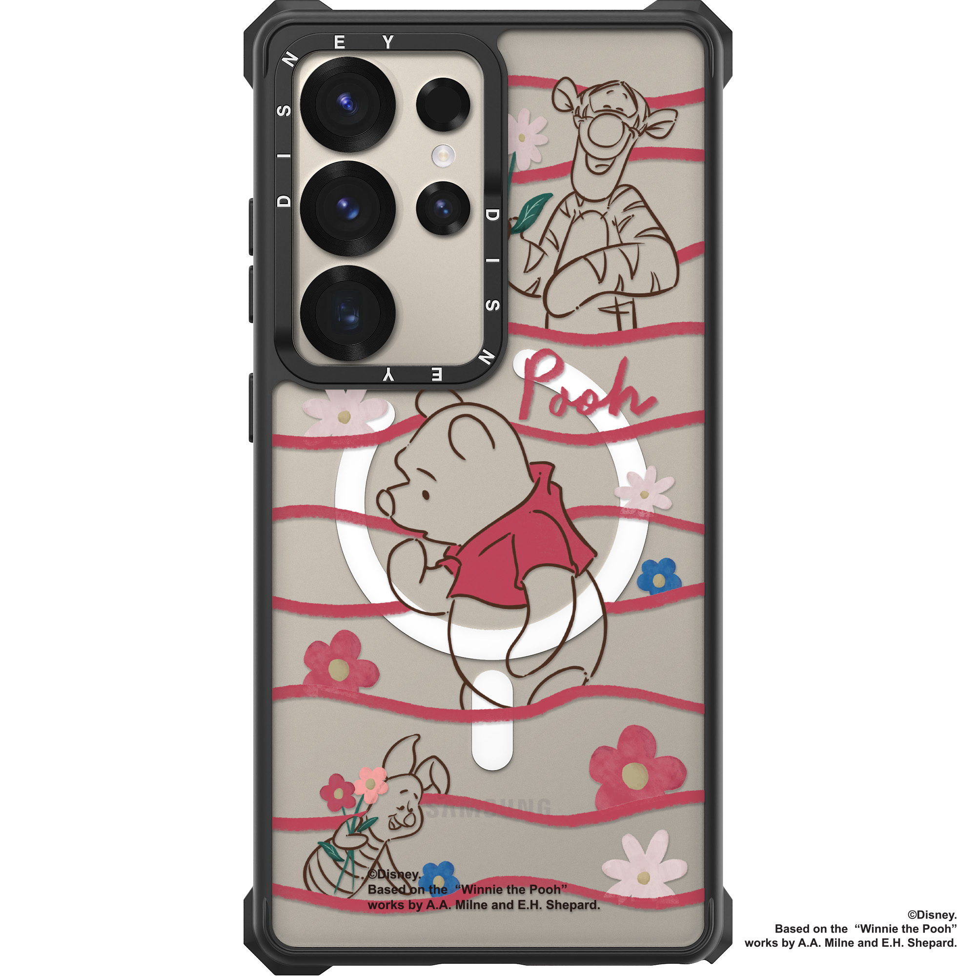 디즈니 갤럭시 S25 울트라 임팩트 디즈니 푸우 블라썸피크닉 디자인 맥세이프 범퍼 휴대폰 플러스 케이스 레드 블라썸 - 상품 이미지