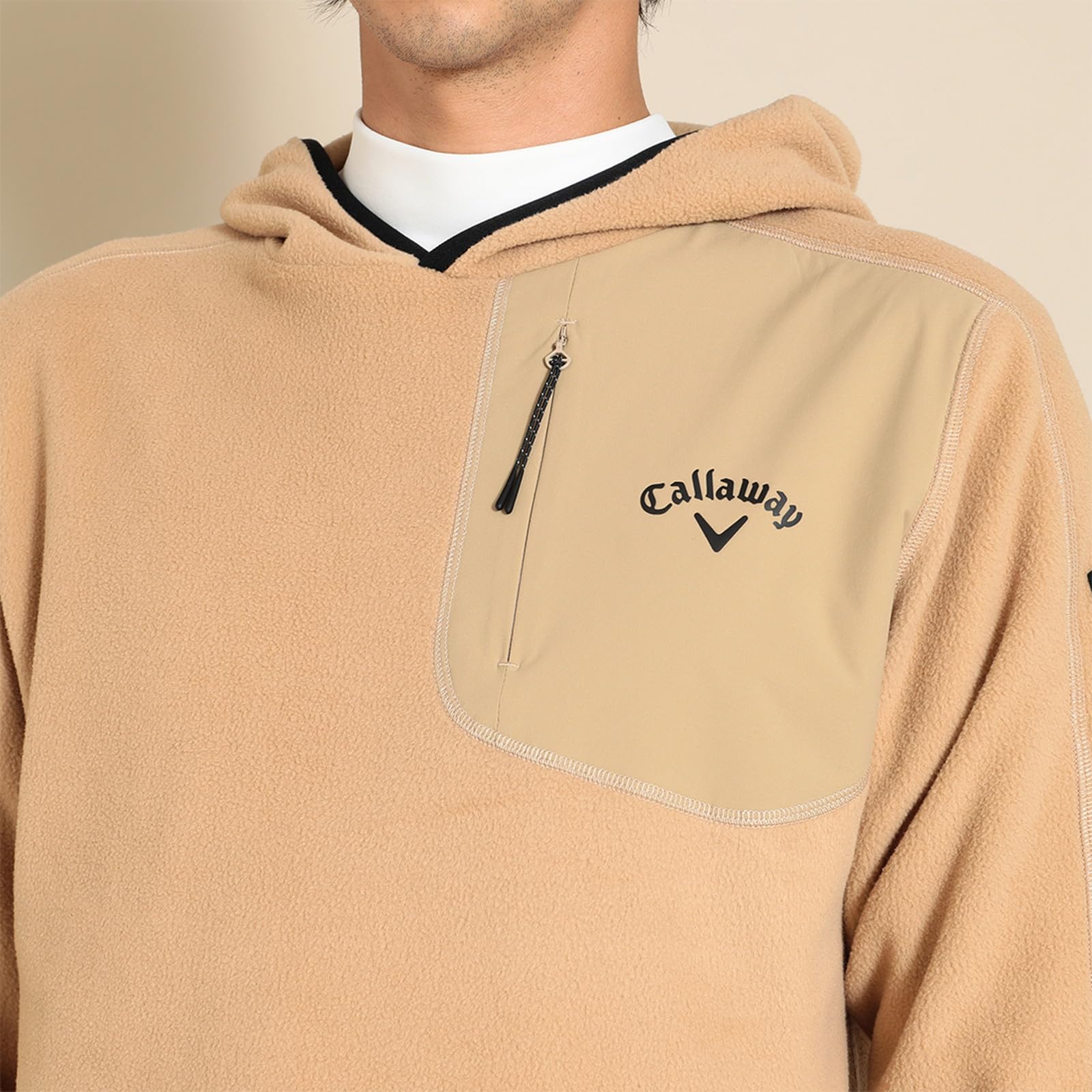 캘러웨이 CALLAWAY 풀오버 후리스 고프 후드 티셔츠 C23217107 베이지 - 상세 이미지 5