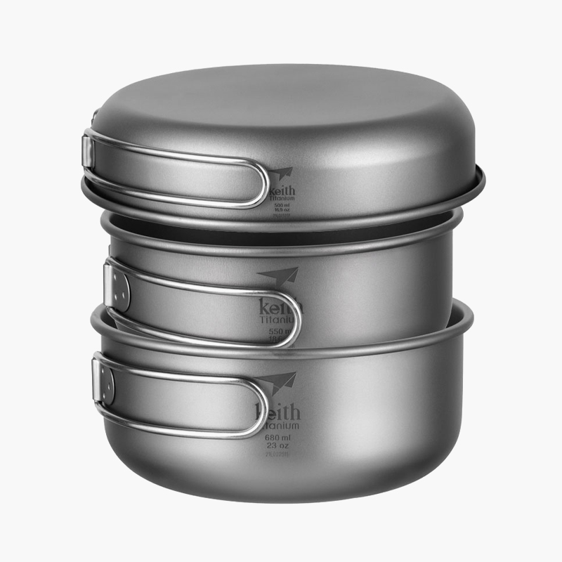키이스 티타늄 포트 팬쿡 3P 세트 M 백패킹 경량 냄비 코펠