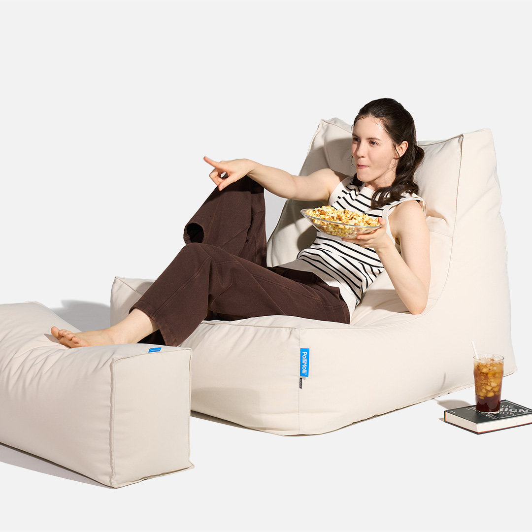 폴리몰리 빈백소파 1인용 대형 607P 실내외 겸용 좌식 쇼파 쿠션, 크림 베이지 (메시속커버, 선택안함)