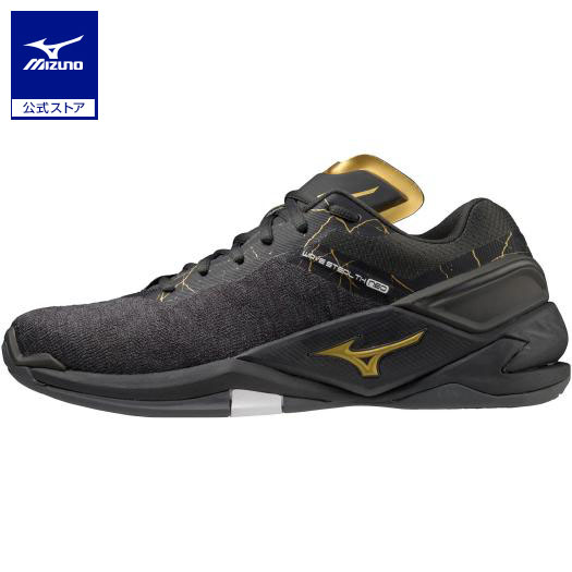 미즈노 MIZUNO 웨이브 스텔스 네오 핸드볼화 핸드볼 신발 X1GA200041 블랙 골드 - 상품 이미지