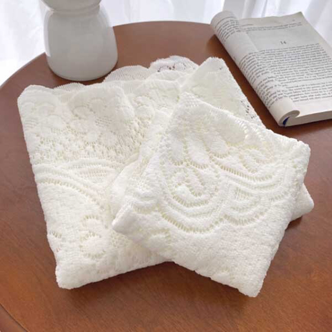 레이스 테이블보 원형 식탁보 정사각 협탁커버 플라워 티 테이블 덮개 140x140