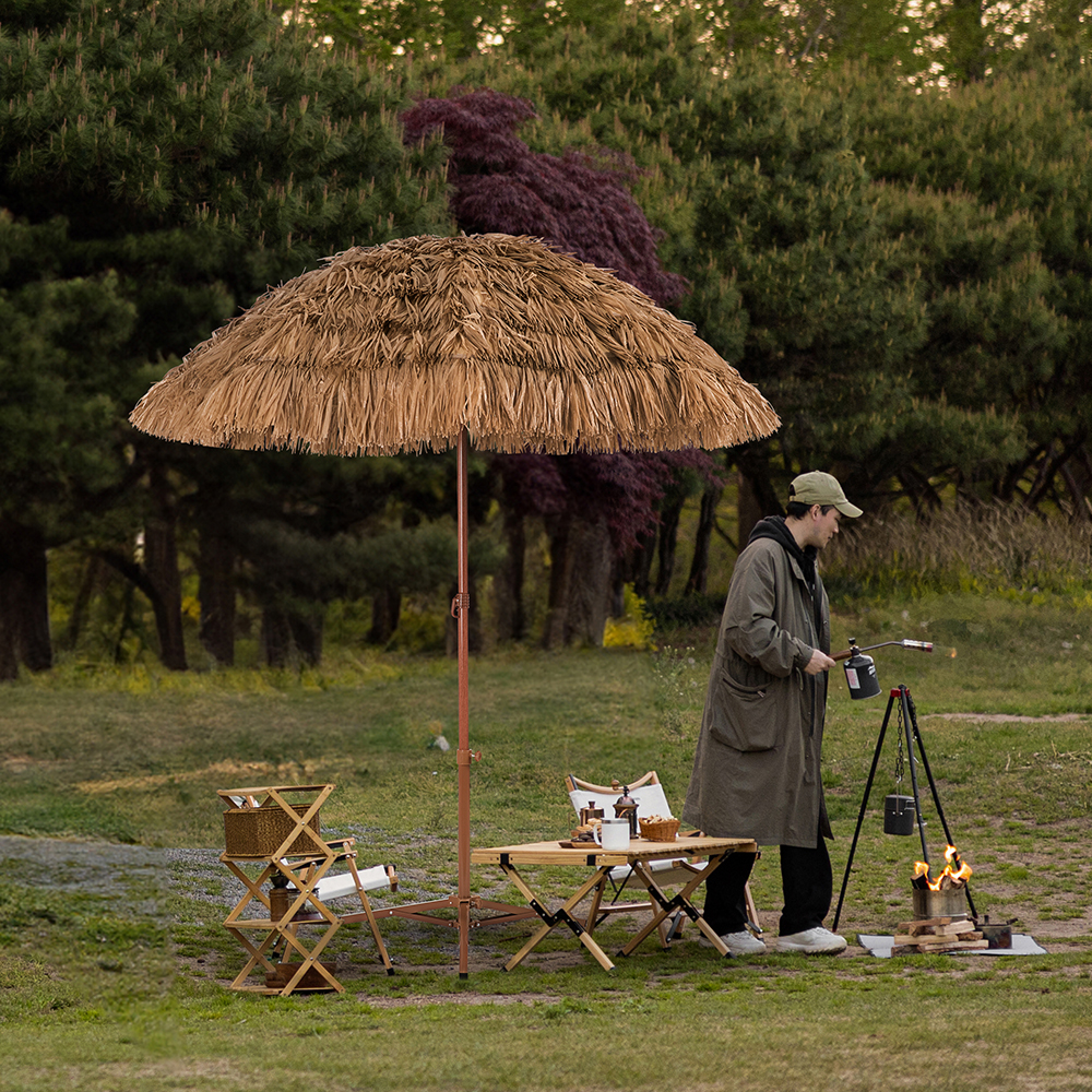밀짚 비치 대형 휴대용 접이식 야외 파라솔