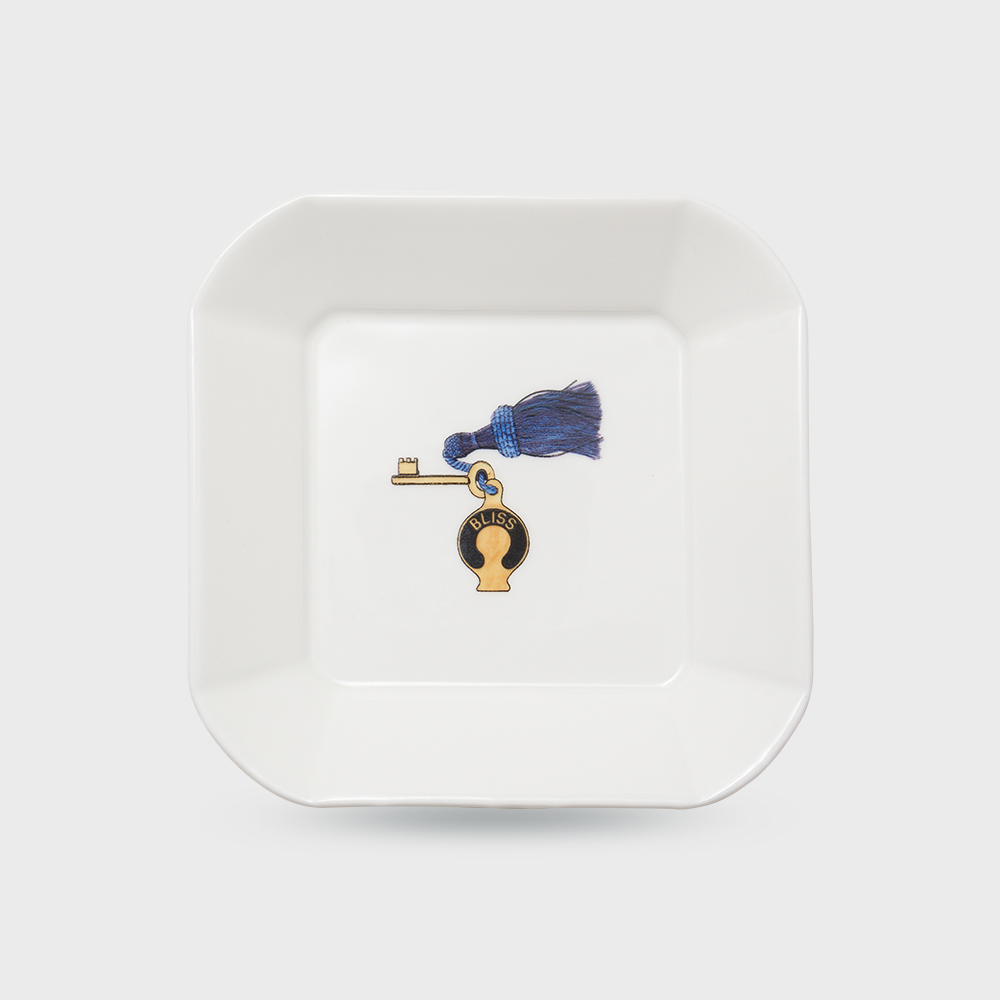 [한국도자기X티보에렘] 오브제 52. 정사각접시 13CM 1P (Blue Key) - 상품 이미지