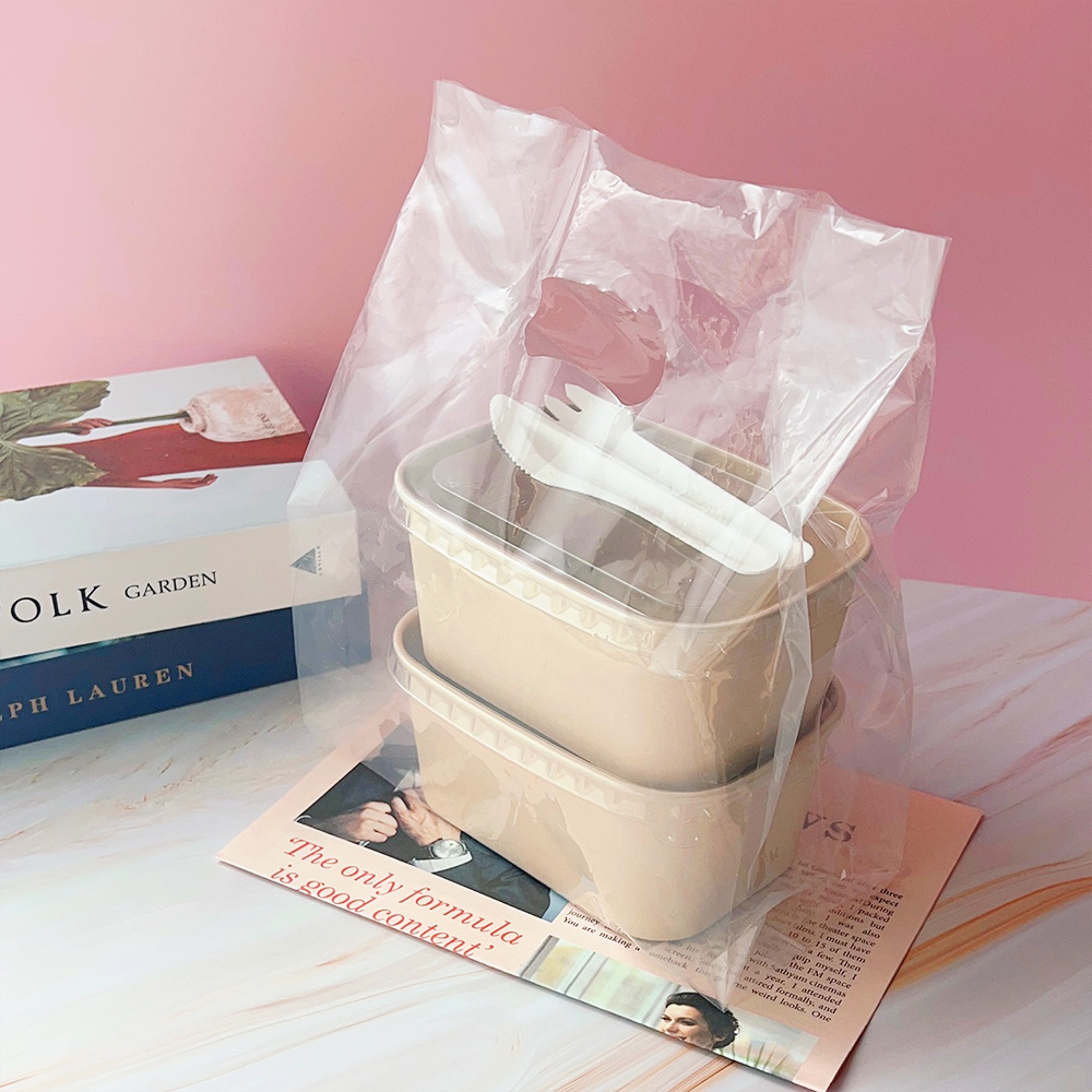 손잡이 비닐봉투 투명 튼튼한 도시락 배달 포장 PE 비닐 봉투 100p