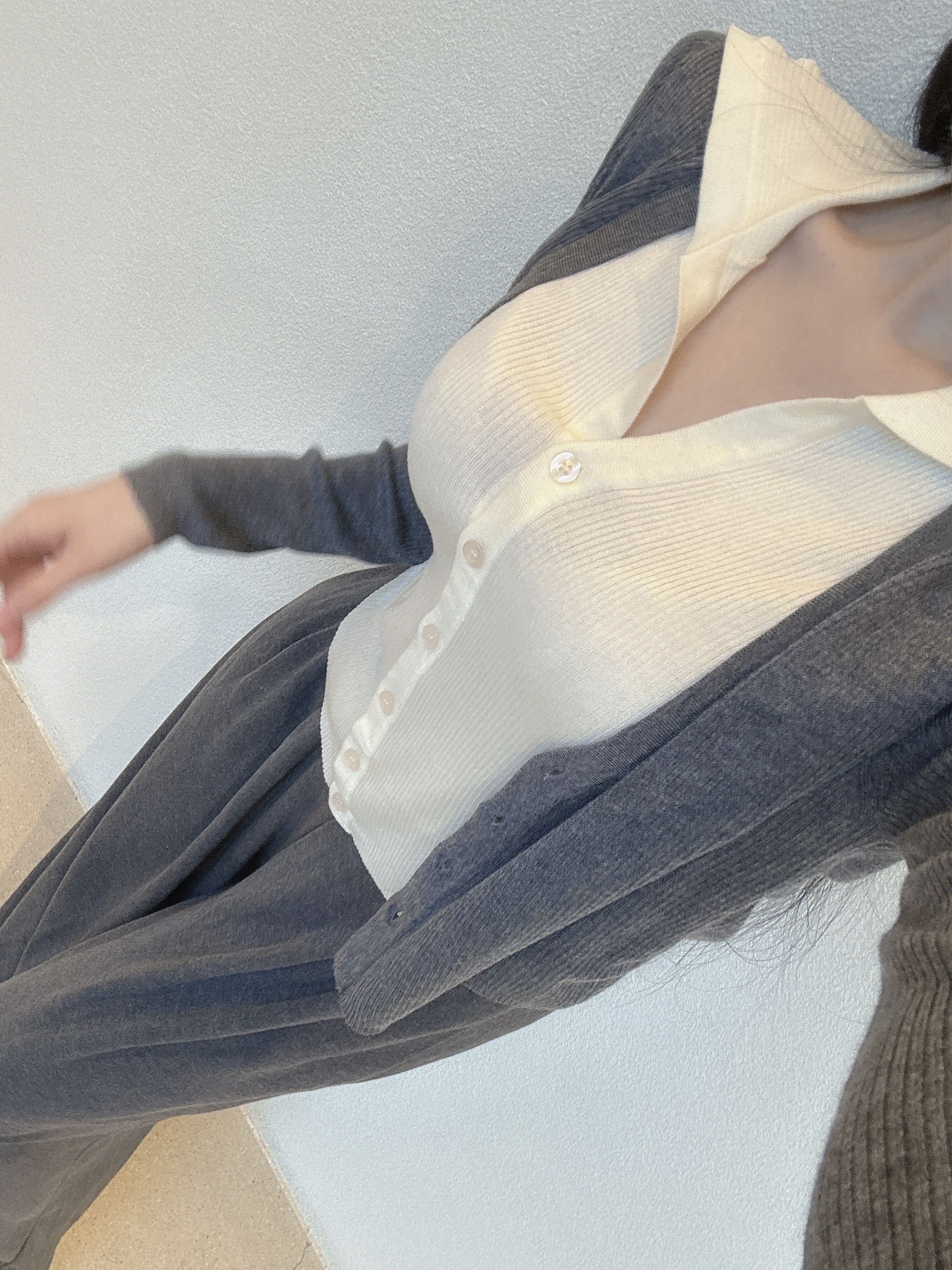 [전칼라당일!/부들부들🖤] 이중 카라 레이어드 가디건 (수입) 상세 이미지 8