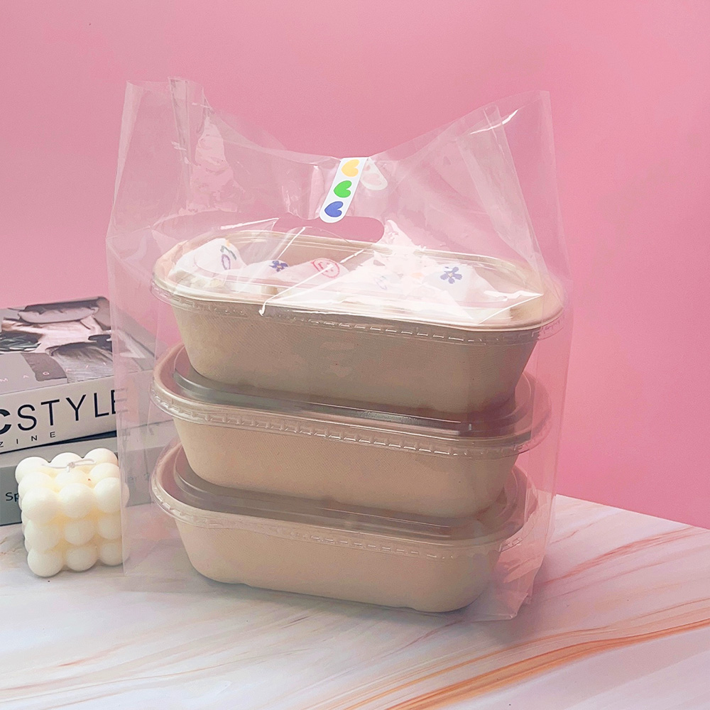 손잡이 비닐봉투 투명 튼튼한 도시락 배달 포장 PE 비닐 봉투 100p