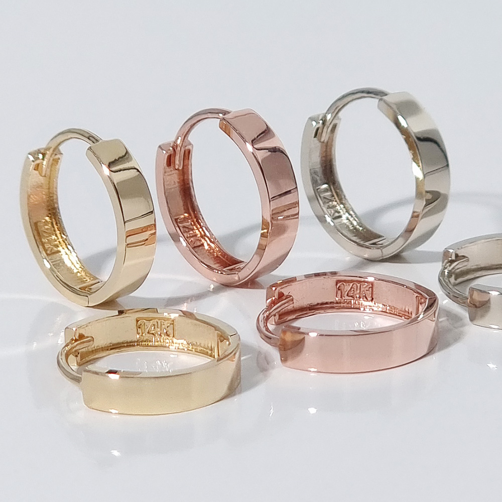 14K 18K 금 원터치 링 귀걸이 화이트골드 골드 여성 데일리 선물 - 상세 이미지 3