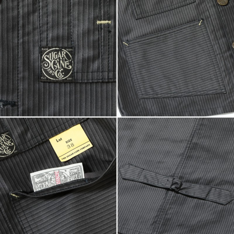 슈가케인 SUGAR CANE 9.5oz 프린트 몰스킨 워크 조끼 베스트 SC15646 - 상세 이미지 4