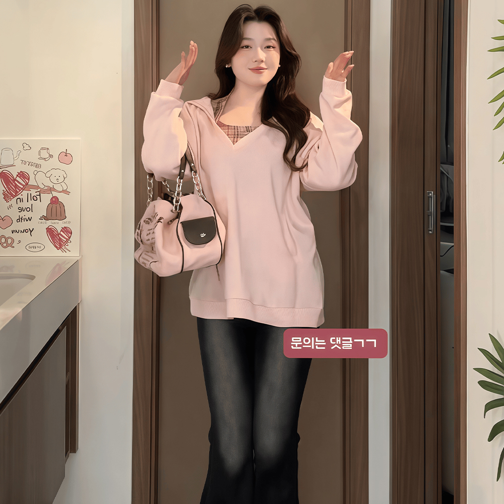 머메이드 하이웨스트 청바지 여성 봄가을 슬림핏 스판 나팔 데님바지 - 메인 이미지