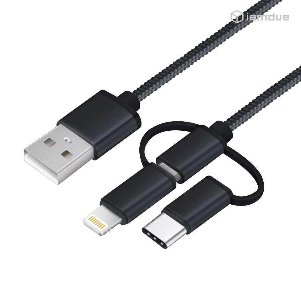 1+2 고속 케이블 3in1 멀티 8핀 c타입 5핀 케이블 100cm 3개입