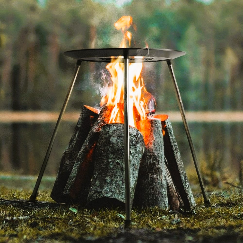 3단 그리들받침대 조립식 높이조절 원형 캠핑 감성 접이식 화로 화롯대 경량 불멍