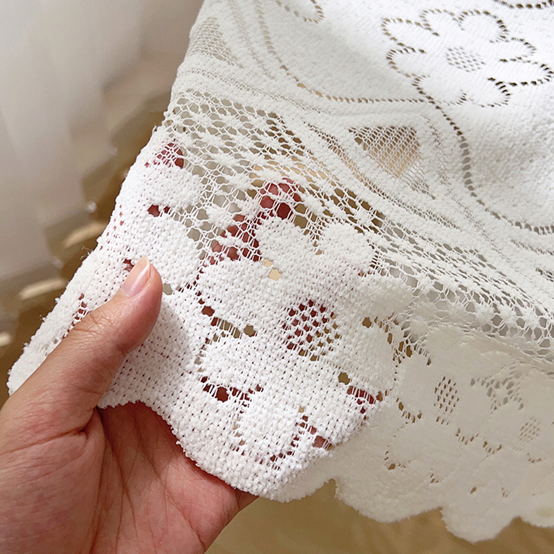 레이스 테이블보 원형 식탁보 정사각 협탁커버 플라워 티 테이블 덮개 140x140