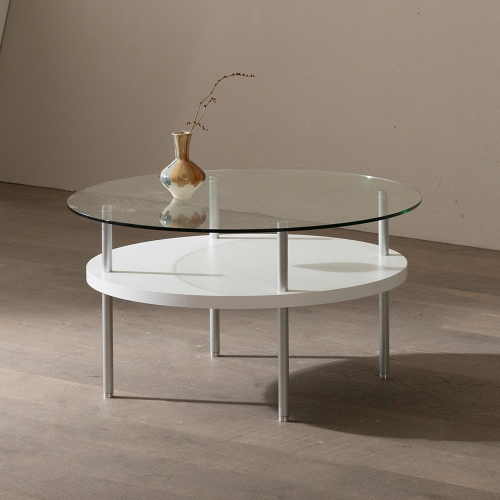 알레그로 강화유리 거실 쇼파 테이블 800x800x425mm, 화이트