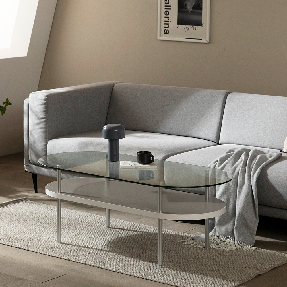 알레그로 강화유리 거실 쇼파 테이블 1200x800x425mm, 화이트