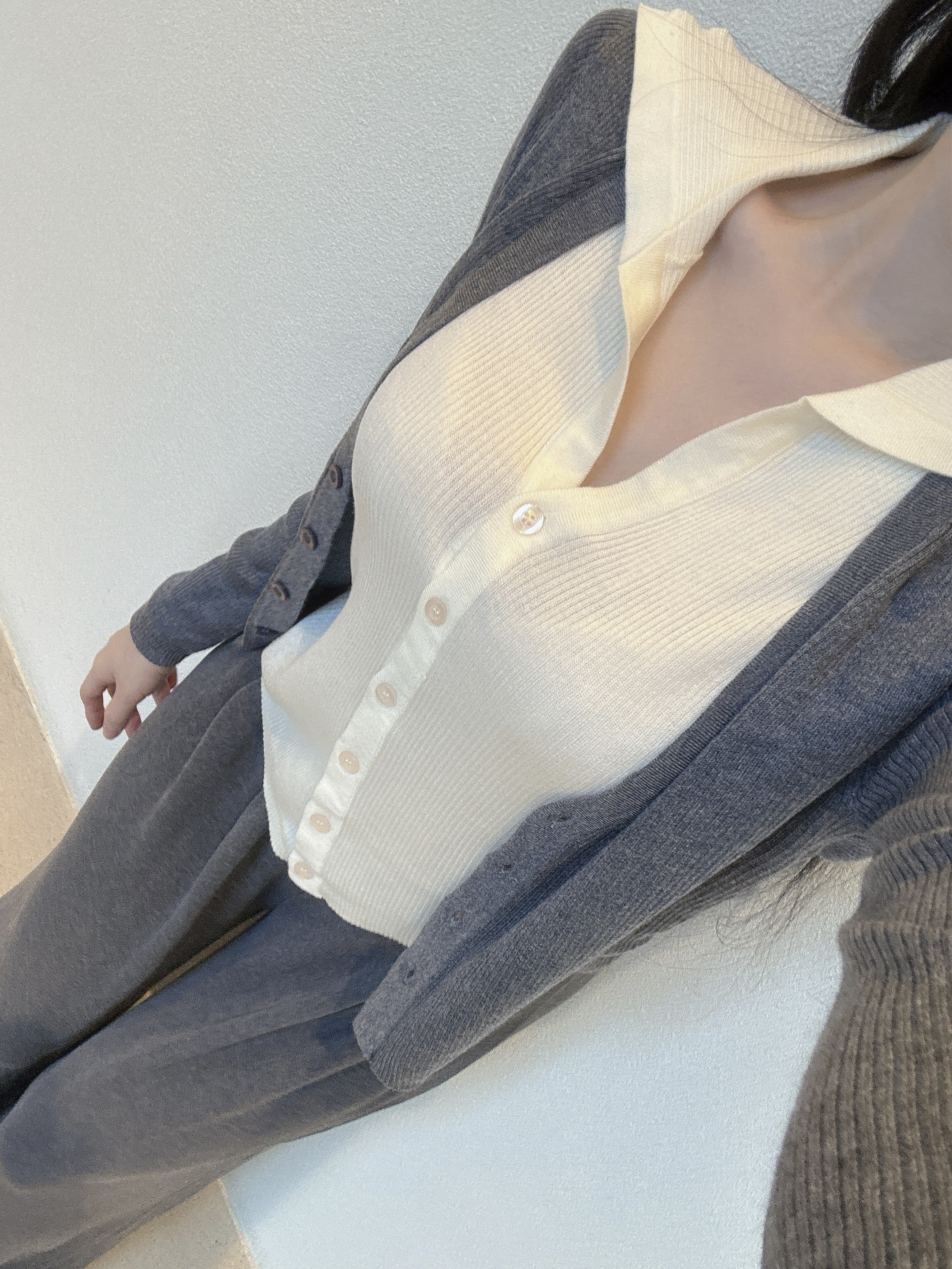 [전칼라당일!/부들부들🖤] 이중 카라 레이어드 가디건 (수입) 상세 이미지 9