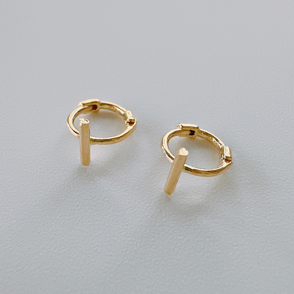 10K 14K 미니 스틱 원터치 귀걸이 작은귀걸이