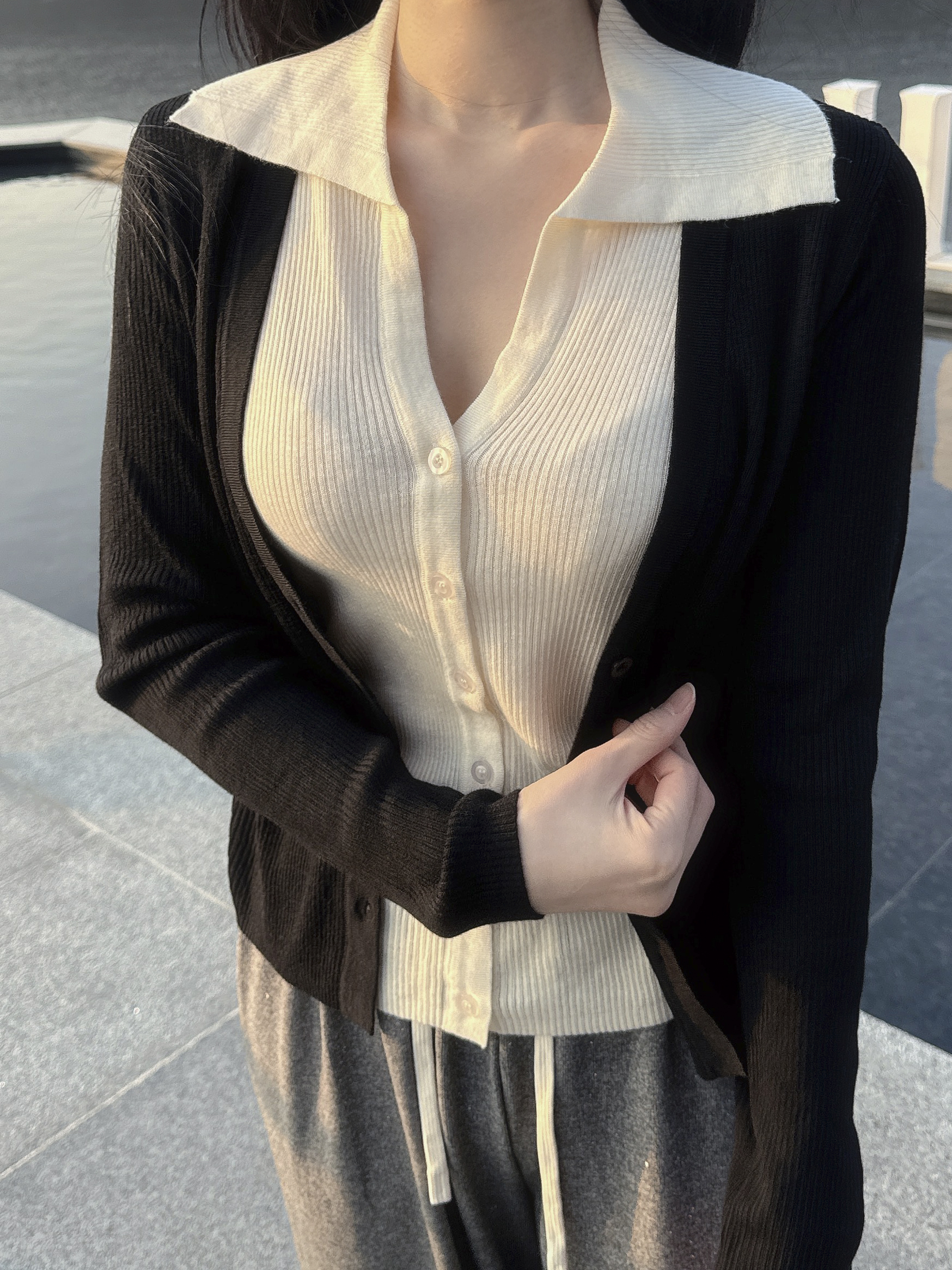 [전칼라당일!/부들부들🖤] 이중 카라 레이어드 가디건 (수입) 상세 이미지 31