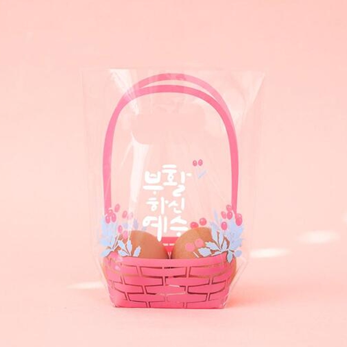 부활절 2구 바구니형비닐(10매) 베리핑크 236/달걀포장지,부활절포장 - 메인 이미지