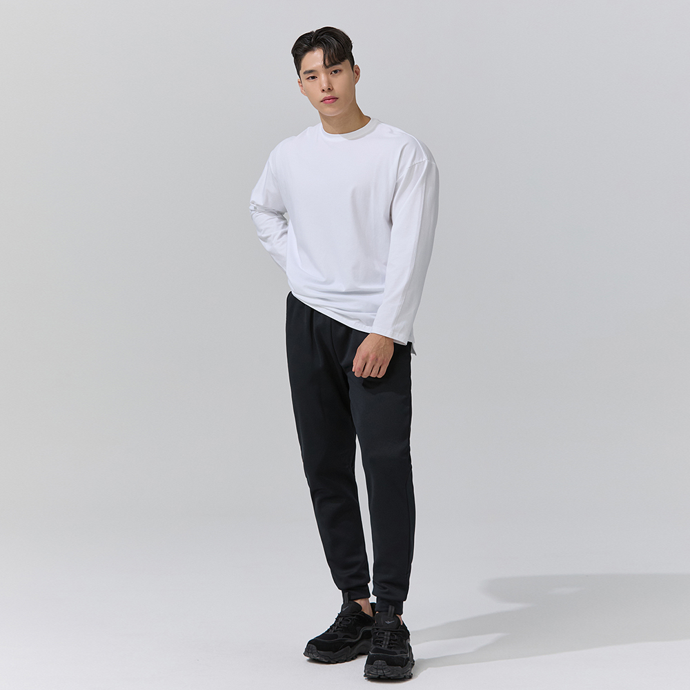 [슈퍼특가]블랙몬스터핏 기모 쿠션지 러닝 조거 팬츠 남성 밴딩 스판 바지 겨울 빅사이즈