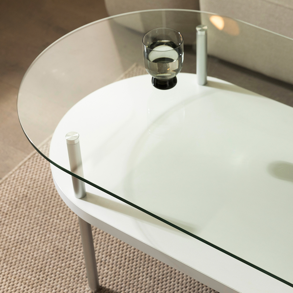 알레그로 강화유리 거실 쇼파 테이블 1200x800x425mm, 화이트