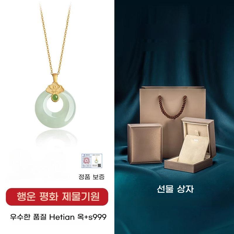 행운 평화 제물기원 화전옥펜던트+999도금 순은 목걸이 복 기원 여자친구 어머니 선물 부적 새해 - 상세 이미지 4
