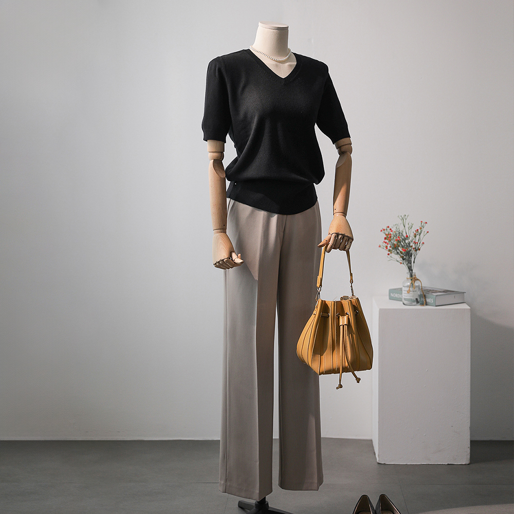 모빈 레직기 탄탄 일자핏 세미 와이드 슬랙스 - 상세 이미지 2