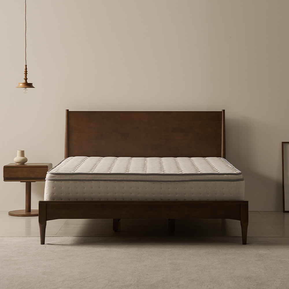 모모드 원스테이 고무나무 원목 침대 신혼부부 침대 프레임 퀸 Q 월넛