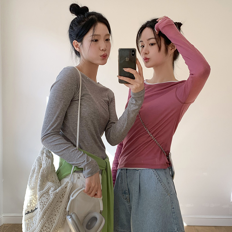 노아린 세미 슬림핏 텐셀 레이어드 긴팔 티셔츠 ts4367 - 상세 이미지 5
