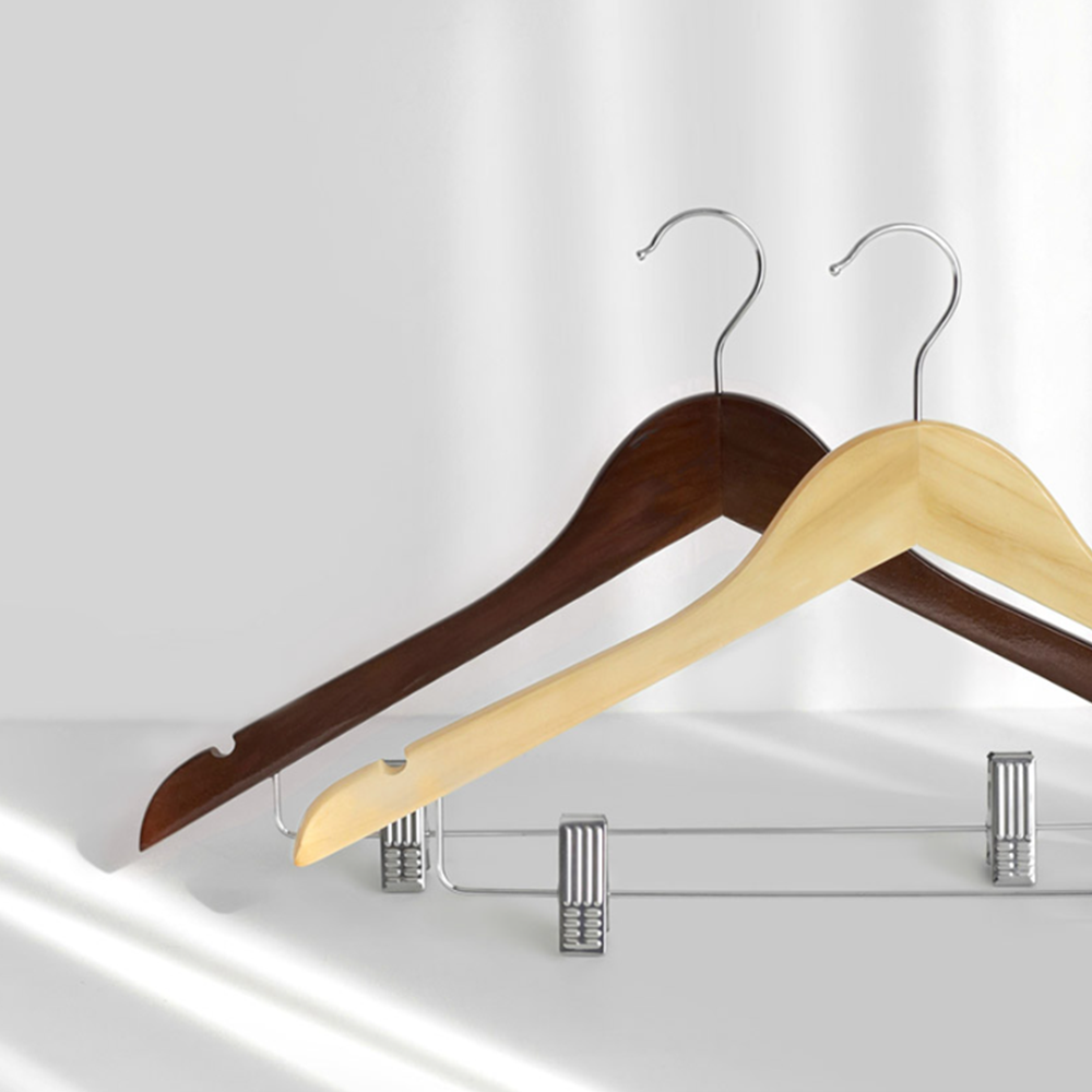 두꺼운옷걸이 코트 외투 호텔 나무 우드 원목 집게 옷걸이 3P - 상세 이미지 5