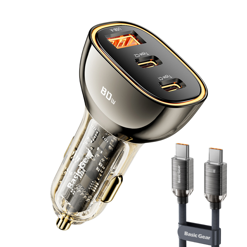 80W C타입 차량용 시거잭 고속 충전기 + PD100W 케이블 세트
