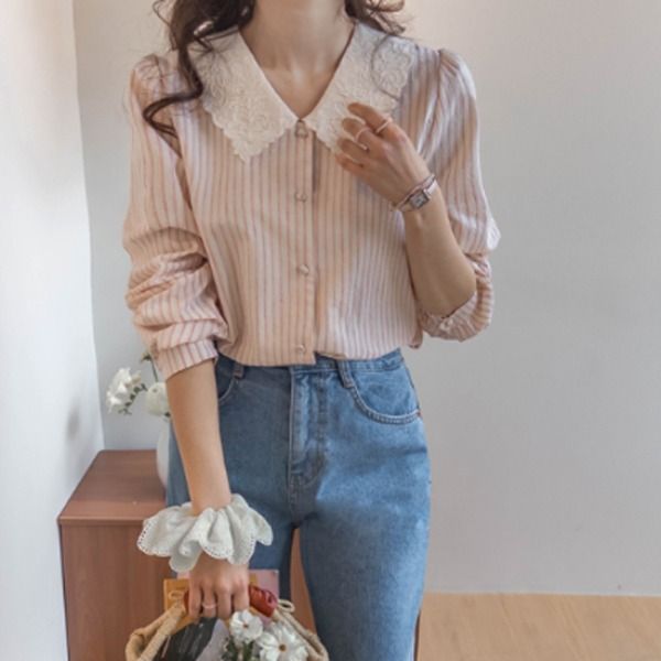 리린 블라우스, 로베나 레이스카라, 스트라이프 블라우스 후기