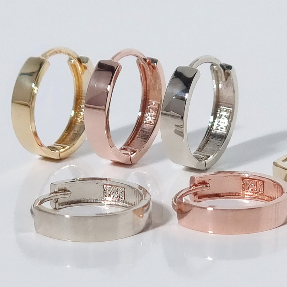 14K 18K 금 원터치 링 귀걸이 화이트골드 골드 여성 데일리 선물 - 상세 이미지 2