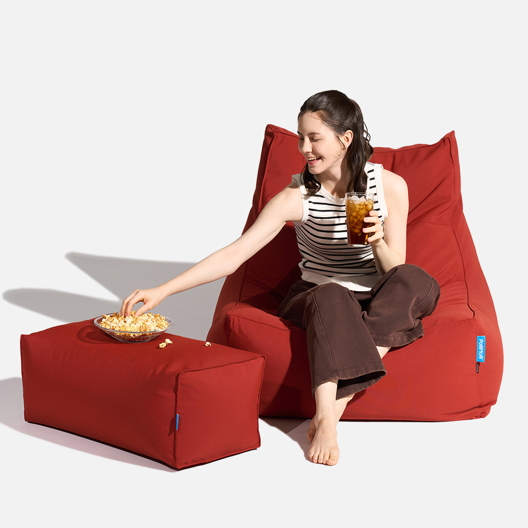 폴리몰리 빈백소파 1인용 대형 607P 실내외 겸용 좌식 쇼파 쿠션, 브릭 레드 (메시속커버, 선택안함)