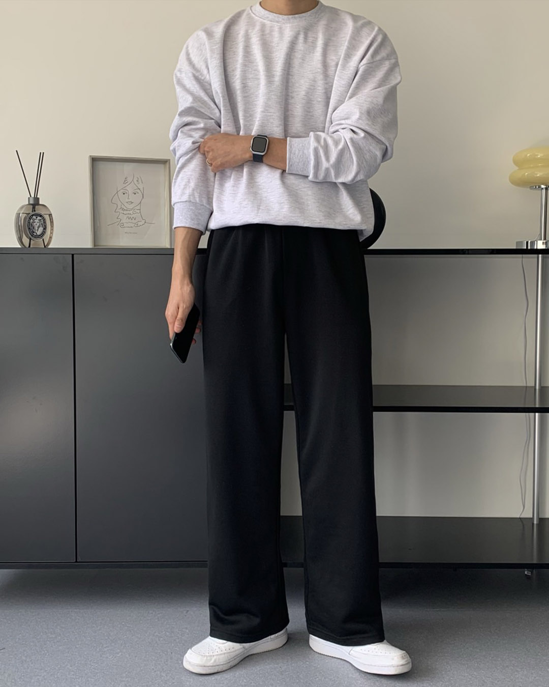(1+1할인) 기장수선 필요없는 밴딩 와이드 롱 트레이닝팬츠 츄리닝 바지 커플룩 상세 이미지 41