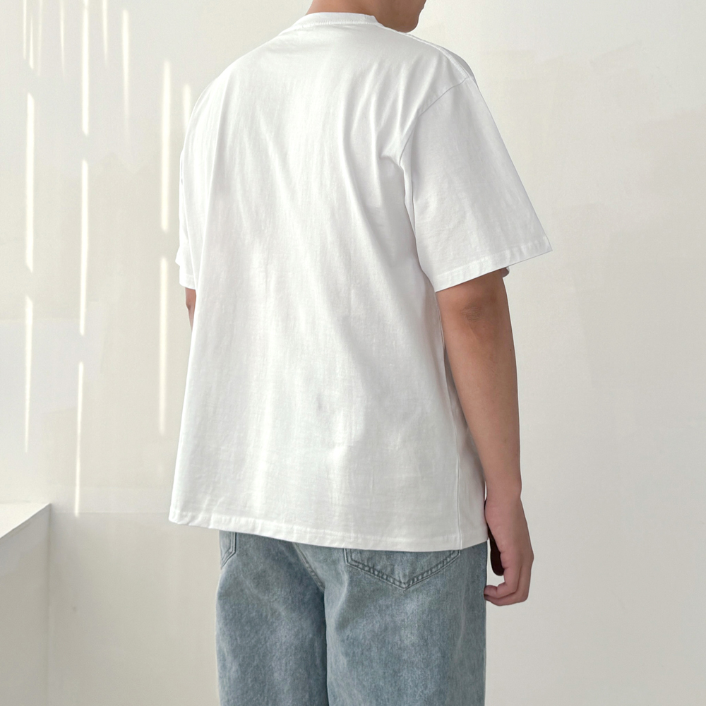 흰색면티 남자 오버핏반팔 흰티 두꺼운반팔티 - 상세 이미지 3