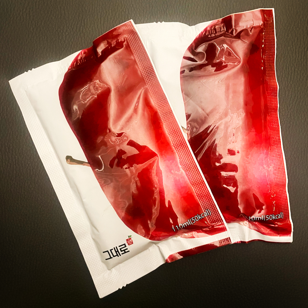 (NEW) 그대로 쭙 국산 사과즙 원물 100% NFC착즙 일반파우치 실속형 패키징 110ml 60포